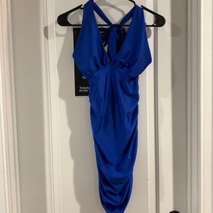 Ultramarine Blue Halter-neck Ruched Dress, Leyva’s, M